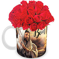 Caneca Religiosa com Flores - Bom Pastor