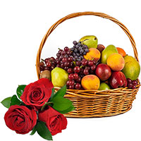 Cesta de Frutas Com Flores