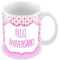 Caneca Feliz Aniversario (Rosa)