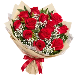 Buquê com 12 Rosas Vermelhas | Amor Perfeito