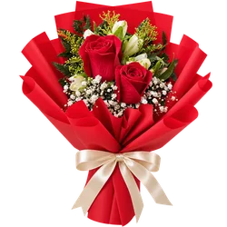 Buquê Dueto de Rosas Vermelhas – Arrranjo com 2 Rosas para Presentear