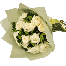 Buquê de 12 Rosas Brancas Para Presente