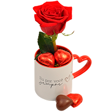 Caneca Romântica com Rosa Vermelha