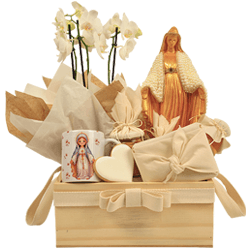 Cesta Café da Manhã com Orquídea e Imagem de Nossa Senhora | Presente Afetivo