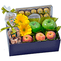 Cesta com Frutas e Chocolates