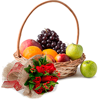 Cesta de Frutas e Flores