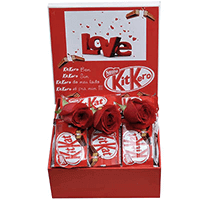 Cesta de Chocolate - Kit Kat e Rosas