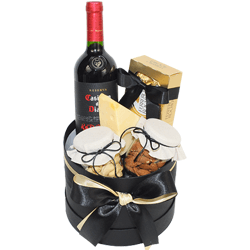 Cesta de Vinho, Queijo, Chocolate e Petiscos