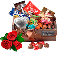 Cesta Chocolate Romântica de Aniversario
