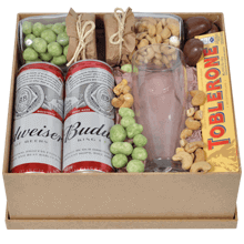 Cesta com Cerveja e Chocolate