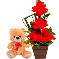 Flores e Urso Pelúcia - Encante