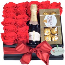 Rosas Vermelhas Chocolates e Champanhe